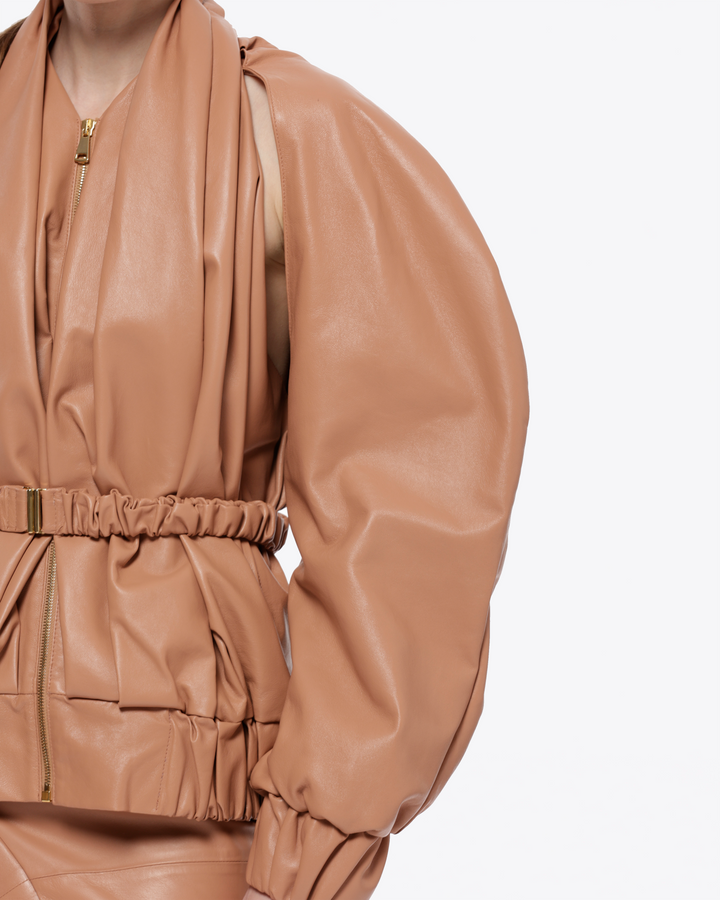 BOMBER EN CUIR DRAPÉ