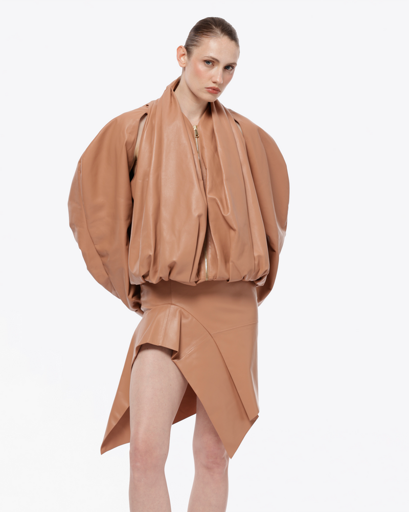 BOMBER EN CUIR DRAPÉ