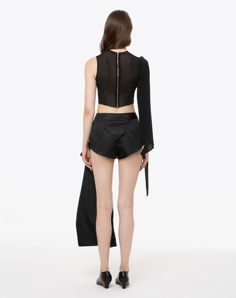 ONE-SHOULDER TOP IN SILK GEORGETTE
