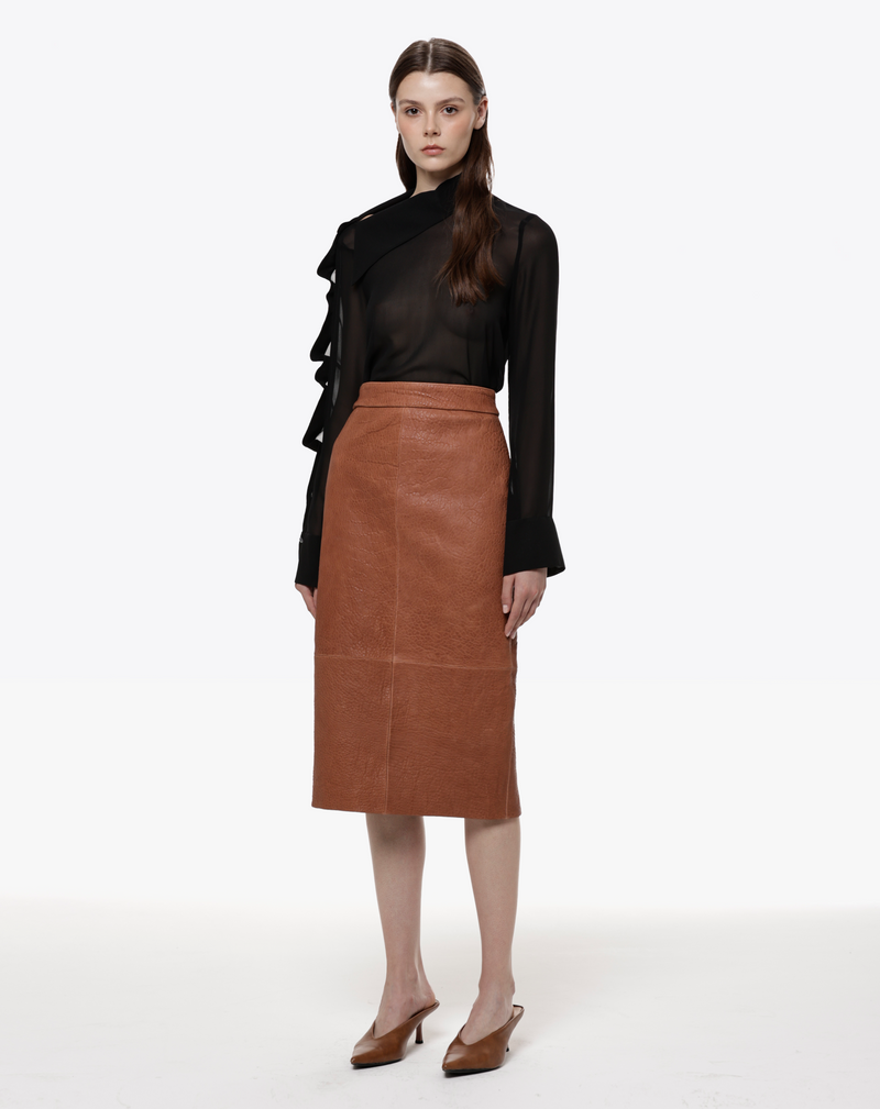 MIDI LEATHER SKIRT