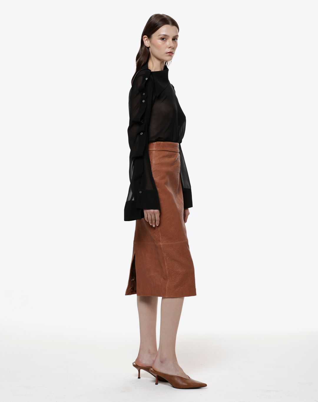 MIDI LEATHER SKIRT