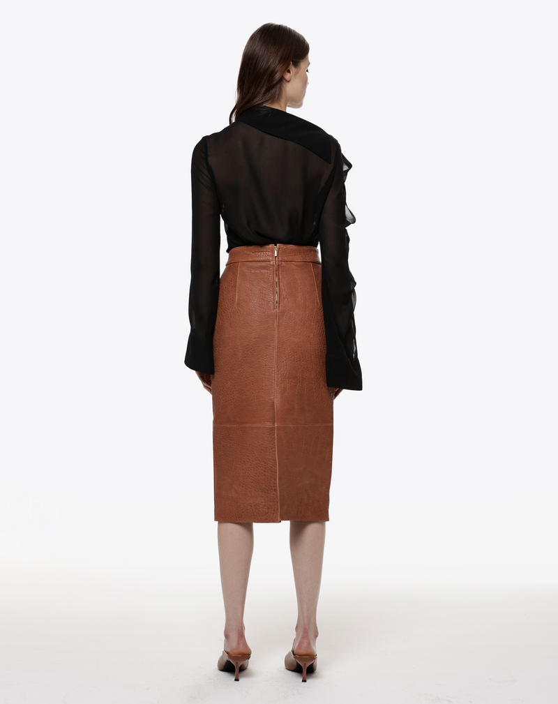 MIDI LEATHER SKIRT