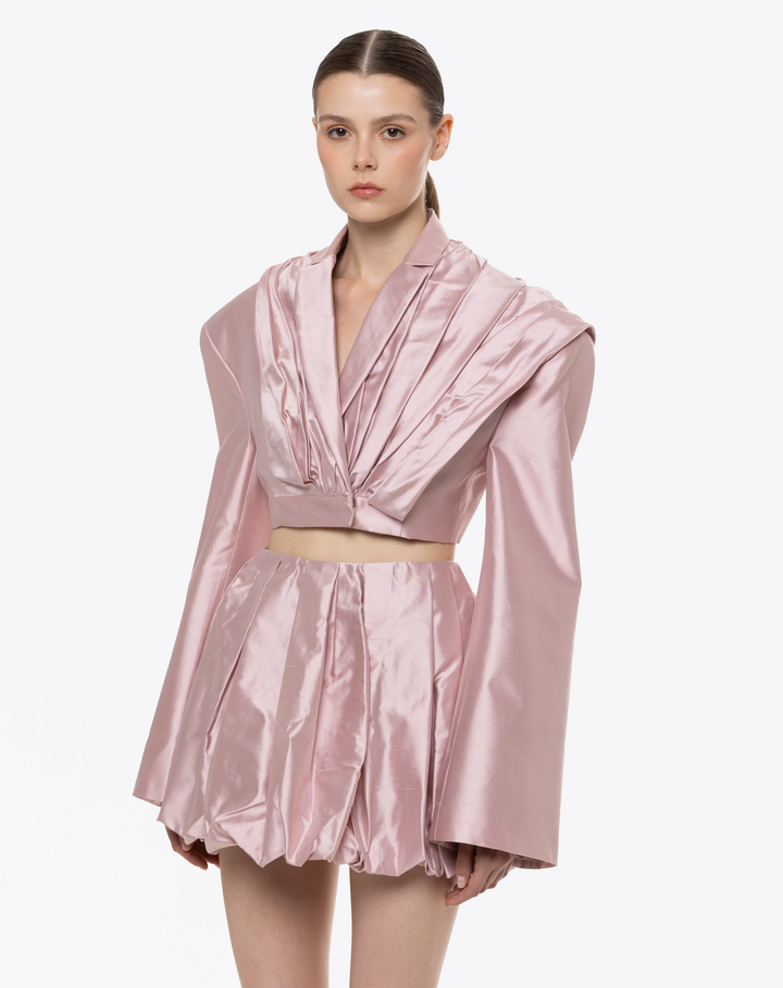MINI GONNA A PALLONCINO IN SHANTUNG DI SETA 