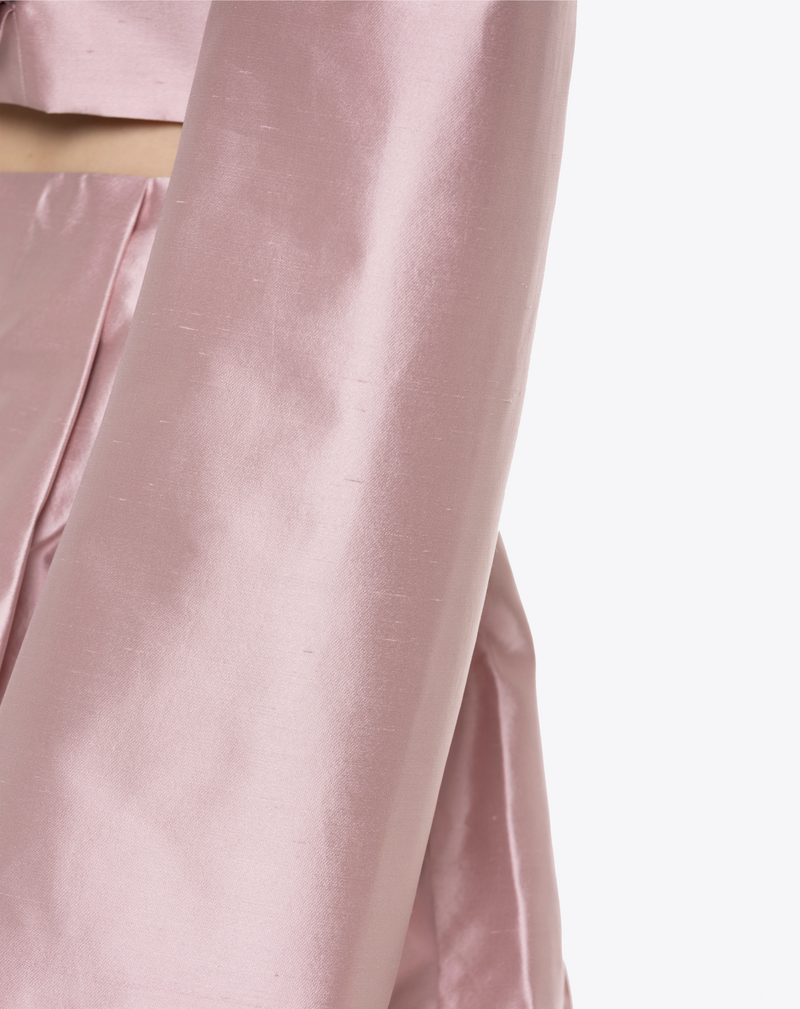 CROPPED DRAPED JACKET IN SILK SHANTUNG