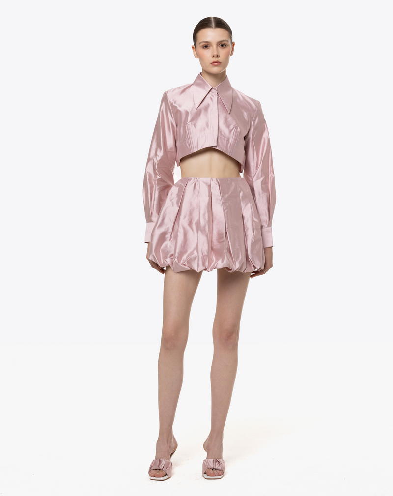 CAMISA CORTA DE SHANTUNG DE SEDA