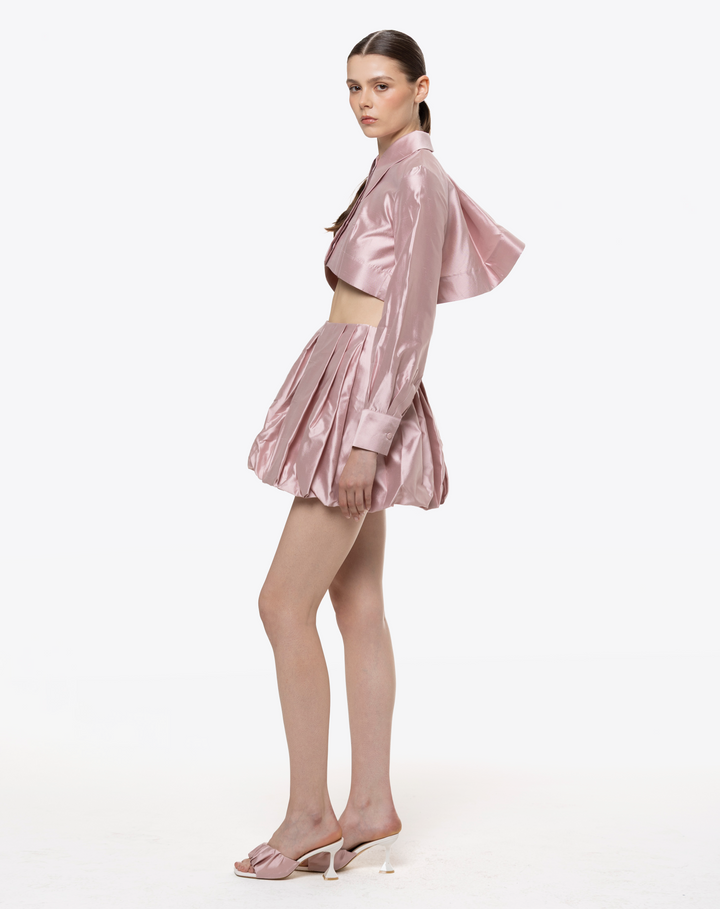 CAMICIA CROPPED IN SHANTUNG DI SETA