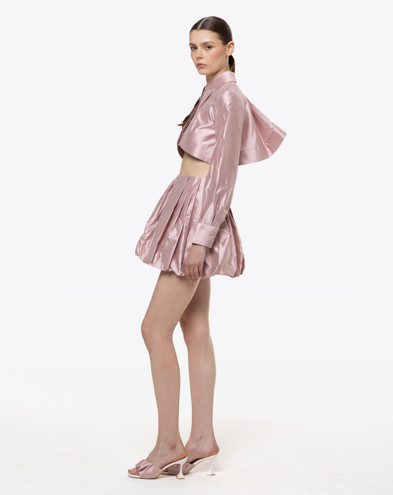 CAMICIA CROPPED IN SHANTUNG DI SETA