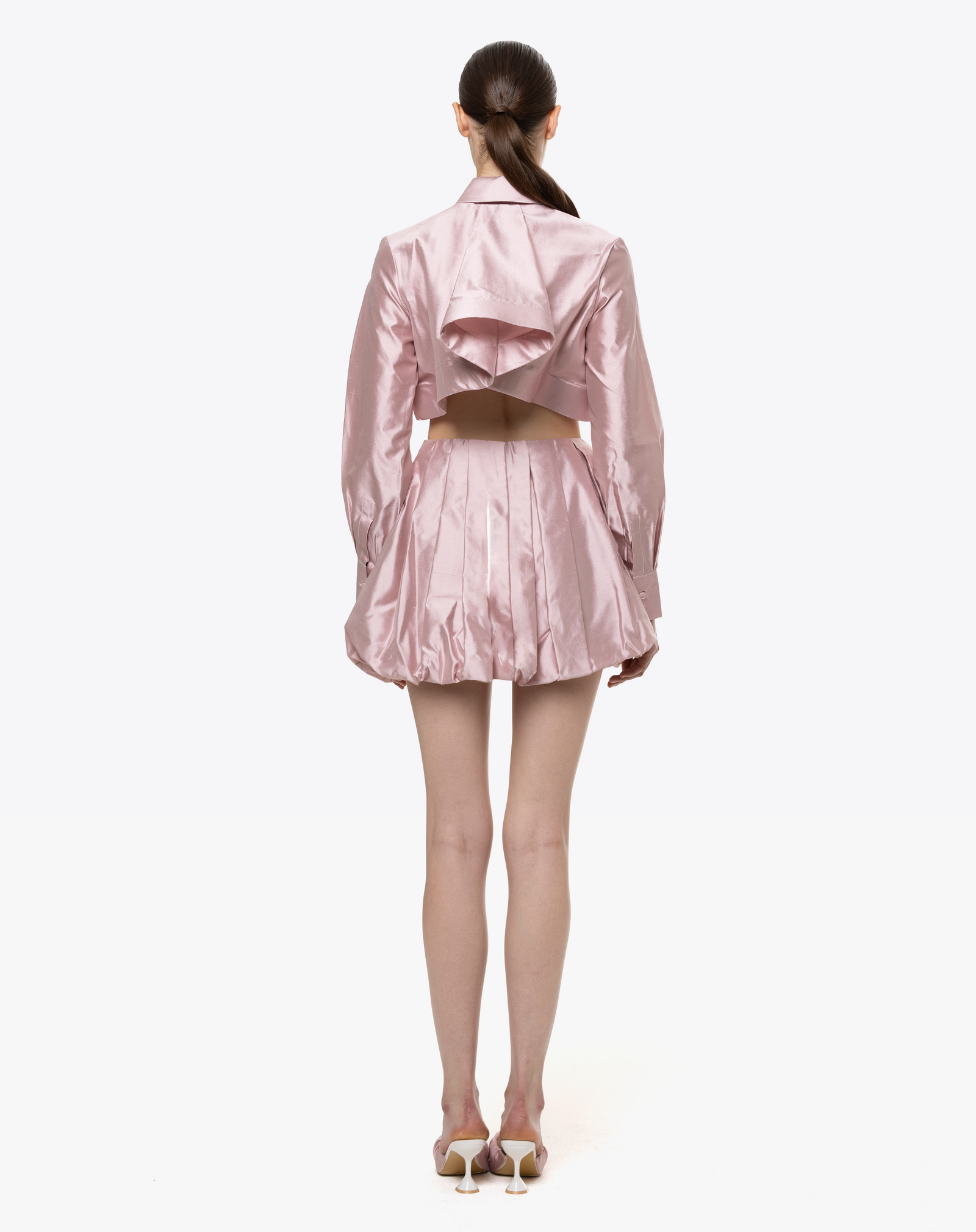 CAMICIA CROPPED IN SHANTUNG DI SETA