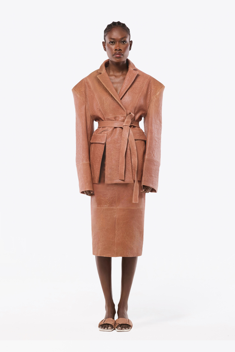 JUPE EN CUIR MIDI